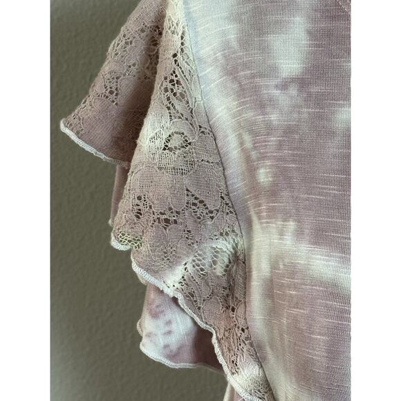 Knox Rose Women’s Top Tie Dye Ruffle Sleeves Boho Tee Shirt Y2K Size (M) - Picture 7 of 16